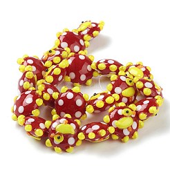 手作りランプワークビーズ  花  アヒル  バンピー  レッド  21x19x10mm  穴：2mm&nbsp;X1-LAMP-J092-01E