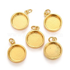 真鍮製カボションセッティングペンダント  プレーンエッジベゼルカップ  カドミウムフリー＆鉛フリー  フラットラウンド  ゴールドカラー  トレイ：12mm  18x14.5x3.5mm  穴：2mm&nbsp;X-KK-P146-06G