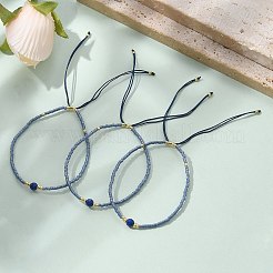 Adjustable Natural Lapis Lazuli Braided Bead Bracelets&nbsp;BJEW-F391-A10
