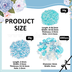 プラスチックカボションとビーズファインディングキット  PVCスパンコールネイルケアデコレーション付き  ターコイズ  9~36.5x10~42.5x2~9mm  穴：1.6~2.5mm&nbsp;KY-NB0001-81B