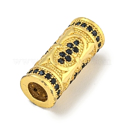 Brass Micro Pave Black Cubic Zirconia Beads&nbsp;KK-G493-35G