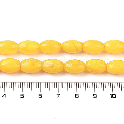 天然石瑪瑙ビーズ連売り  染め＆加熱  多面カット  オーバル  きいろ  12x7.5~8mm  穴：1.2mm  約32個/連  14.96''（38センチメートル）&nbsp;G-Q194-B01-01D