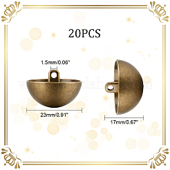 合金シャンクボタン20個  1穴  ドーム/ハーフラウンド  アンティークブロンズ  23x17mm  穴：1.5mm&nbsp;BUTT-UN0001-09