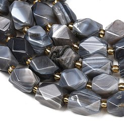 天然石ボツワナアゲートビーズ連売り  菱形  多面カット  シードビーズで  14~16x10~11.5x9.5~11mm  穴：1mm  約21~23個/連  15.16''~15.91''（38.5~40.4センチメートル）&nbsp;G-P611-B02-01