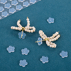 80個のシリコンイヤーナット  花  透明  8x8.2x1mm&nbsp;SIL-TADJ0001-08