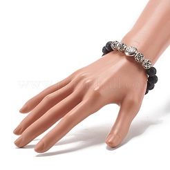 Natural Lava Rock Round Beads Essential Oil Anxiety Aromatherapy Stretch Bracelet for Girl Women Gift&nbsp;BJEW-JB07054