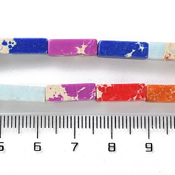 合成インペリアルジャスパー＆マラカイトビーズ連売り  染め  直方体の  ミックスカラー  13x4x4mm  穴：1mm  約29個/連  15.35''（39センチメートル）&nbsp;G-E508-02O