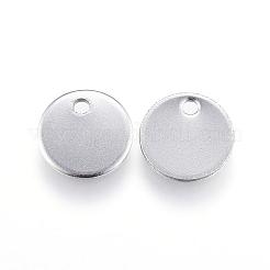 変色しにくい304ステンレススチールチャーム  フラットラウンド  空白タグのスタンプ  ステンレス鋼色  6x1mm  穴：1.2mm&nbsp;STAS-G124-27P-6mm