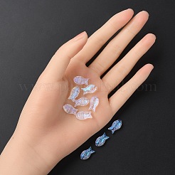 35個の透明スプレー塗装ガラスビーズ  魚  クリアAB  15x8x5mm  穴：1mm&nbsp;GLAA-YW0001-69A