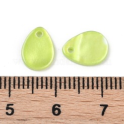 スプレー塗装された天然淡水貝のティアドロップチャーム  ライム  10x7~7.5x1.5~1.8mm  穴：1.2mm&nbsp;SHEL-K006-47A