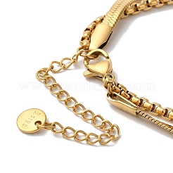 Stainless Steel Crystal Rhinestone Heart Multi-strand Bracelets for Women&nbsp;BJEW-G719-09G