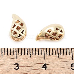 真鍮ビーズ  カドミウムフリー＆ニッケルフリー＆鉛フリー  タータンチェックのティアドロップ  トップ掘削  18KGP本金メッキ  11x6x6mm  穴：1.2mm&nbsp;KK-Z059-07G