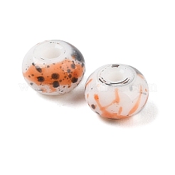 オペークスプレープリントガラスビーズ  ロンデル  ライトコーラル  8x5mm  穴：2mm  約1041個/450g&nbsp;GLAA-G118-01Q