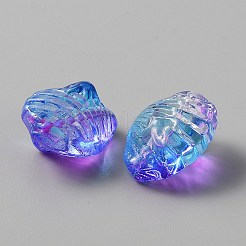 透明な手作りのランプワークビーズ  3d シェル  青紫色  16.5x13x11mm  穴：1.2mm&nbsp;LAMP-CJC0012-03B