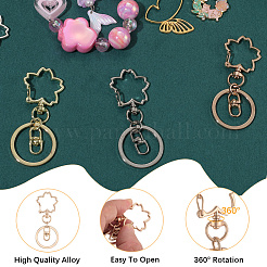 18色の合金キーホルダー留め具3個  花  ミックスカラー  71.5mm  6個/カラー&nbsp;KEYC-SC0001-73