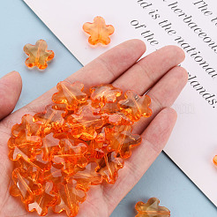 透明なアクリルビーズ  多面カット  花  ダークオレンジ  18.5x18.5x5.5mm  穴：1.2mm  約470個/500g&nbsp;TACR-S154-32B-84