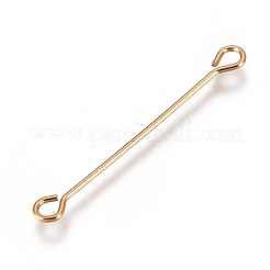 イオンプレーティング（IP）304ステンレススチールアイピン  ピアノ線9ピン  ゴールドカラー  26x3x0.5mm  穴：1.7mm&nbsp;STAS-L247-007C-G