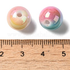 UVメッキアクリルビーズ  ABカラー  ラウンド  ミックスカラー  11.5~12x10mm  穴：2.2mm&nbsp;MACR-A010-11C