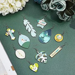 木材ダングルピアス  真鍮のピアスフックとアイスピックピンチベイル  混合図形  プラチナ  10セット /バッグ&nbsp;EJEW-GA0001-02P
