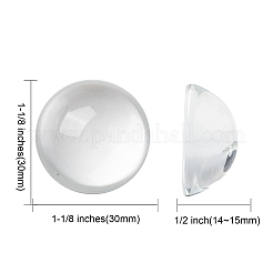 透明な半円形のガラスカボション  透明  30~31x14~15mm&nbsp;LS-X-GGLA-R027-30mm