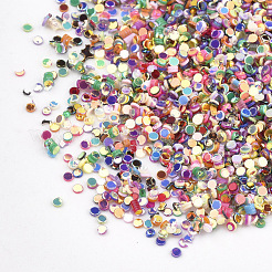 装飾アクセサリー  ポリ塩化ビニールのプラスチック製のスパンコール/スパンコールビーズ  フラットラウンド  ミックスカラー  1x0.2mm  約7200個/18g&nbsp;X-PVC-T001-12