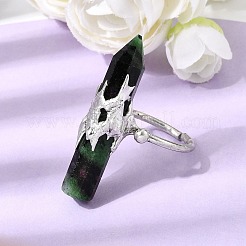 Natural & Synthetic Gemstone & Brass Cuff Rings for Women&nbsp;RJEW-G374-01P