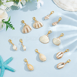 12Pcs 6 Styles Shell Pendants Decorations&nbsp;HJEW-HY00054