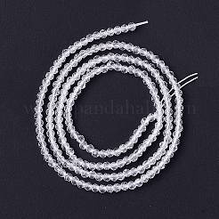 透明ガラスビーズ連売り  多面カット  ラウンド  透明  2mm  穴：0.6mm  約182~201個/連  14.57~15.24インチ（（37~38.7cm）&nbsp;X-GLAA-C019-01A-33