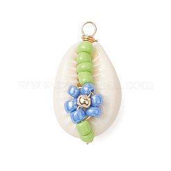 10Pcs 10 Colors Natural Cowrie Shell Pendants&nbsp;PALLOY-MZ00321
