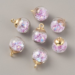 Transparent Glass Globe Pendants&nbsp;FIND-WH0146-35A