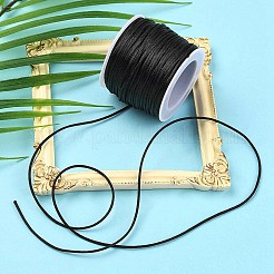 30mナイロンサテンラットテールコード  ブレスレットジュエリー製作用ビーズ糸、中国結びマクラメ工芸  ブラック  1mm  約32.81ヤード（30m）/ロール&nbsp;NWIR-YW0001-04-02