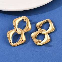 304ステンレススチール長方形スタッドピアス  イオンプレーティング（ip）  18KGP本金メッキ  39x23.5mm&nbsp;EJEW-I320-14G