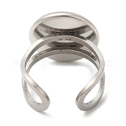 変色しない304ステンレススチールオープンカフ金具  ベゼルカップリングのセッティング  フラットラウンド  ステンレス鋼色  内径：18mm  トレイ：16mm&nbsp;STAS-R123-02B-P