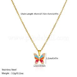 Bohemian Stainless Steel Enamel Colorful Butterfly Pendant Necklaces for Women&nbsp;QL5558-1