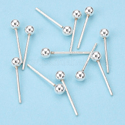 スターリングシルバー ラウンド ボール スタッド イヤリング 925 個  銀  3mm  ピン：0.8mm&nbsp;STER-T005-01C