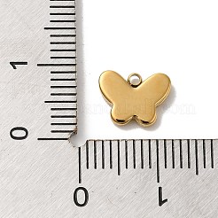 304ステンレススチールエナメルチャーム  バタフライチャーム  14KGP本金メッキ  ブラック  7x9.5x2mm  穴：1.2mm&nbsp;STAS-B074-07G-01
