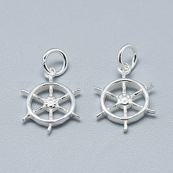 925スターリングシルバーペンダント  スタンプ925個付き  丸カン付き  舵  銀  16x12x2mm  穴：4mm&nbsp;STER-T002-86S