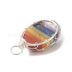 Chakra Natural Mixed Gemstone Copper Wire Wrapped Pendants&nbsp;PALLOY-JF02045-02