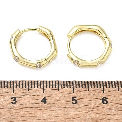 真鍮製マイクロパヴェキュービックジルコニアフープピアス  鉛フリー＆カドミウムフリー  ラックめっき  長持ちメッキ  18KGP本金メッキ  15x5.5x3mm&nbsp;KK-CBA98BA-14G