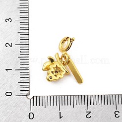 真鍮ラインストーンフルーツペンダント装飾  「自制心」の文字とスプリングリング留め金、チャーム、装飾品が付いた長方形  ブドウ  20mm&nbsp;LS-HJEW-P020-01F-G