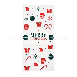 クリスマステーマのプラスチック製収納袋  チョコレート用  キャンディ  クッキーギフト包装  クリスマスの靴下の模様  27x13x0.01cm  100個/袋&nbsp;ABAG-B003-01