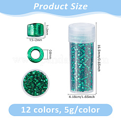 80g 16色ガラスシリンダービーズ  シードビーズ  混合スタイル  丸い穴  ミックスカラー  1.5~2x1~2mm  穴：0.8mm  5 G /カラー&nbsp;SEED-DC0001-23