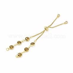Real 18K Gold Plated Half Finished Brass Rhinestone Box Chains Bracelet&nbsp;MAK-M026-01G