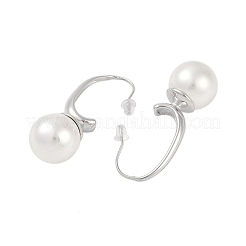 304ステンレススチール製ラウンドダングルイヤリング（女性用）  シェルパール付き  ステンレス鋼色  41x14mm&nbsp;EJEW-K281-31P