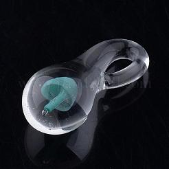 手作りランプワークガラスペンダント  パイレックス  キノコ  空色  21~25x9~10mm  穴：3~4mm&nbsp;LAMP-Q028-12B