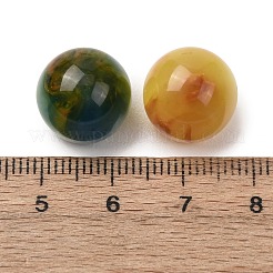 ツートンカラーの樹脂とグリッターパウダーのカボション  ラウンド  ミックスカラー  13.5x12mm&nbsp;RESI-K033-09