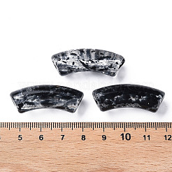 透明なアクリルビーズ  天然石風  ツートン  カーブチューブ  ブラック  36x13.5x11.5mm  穴：4mm&nbsp;X-MACR-S372-001F-C10