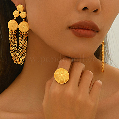 Vintage Alloy Round Tassel Earrings & Ring Sets for Women's Party Wedding&nbsp;LS-KC7338