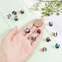 6 Pair 6 Color Plastic Ladybug Cuff Earrings&nbsp;EJEW-AB00001