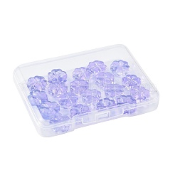 20個の透明スプレー塗装ガラスビーズ  クローバー  紫色のメディア  10x10x5mm  穴：1mm&nbsp;GLAA-FS0002-40A